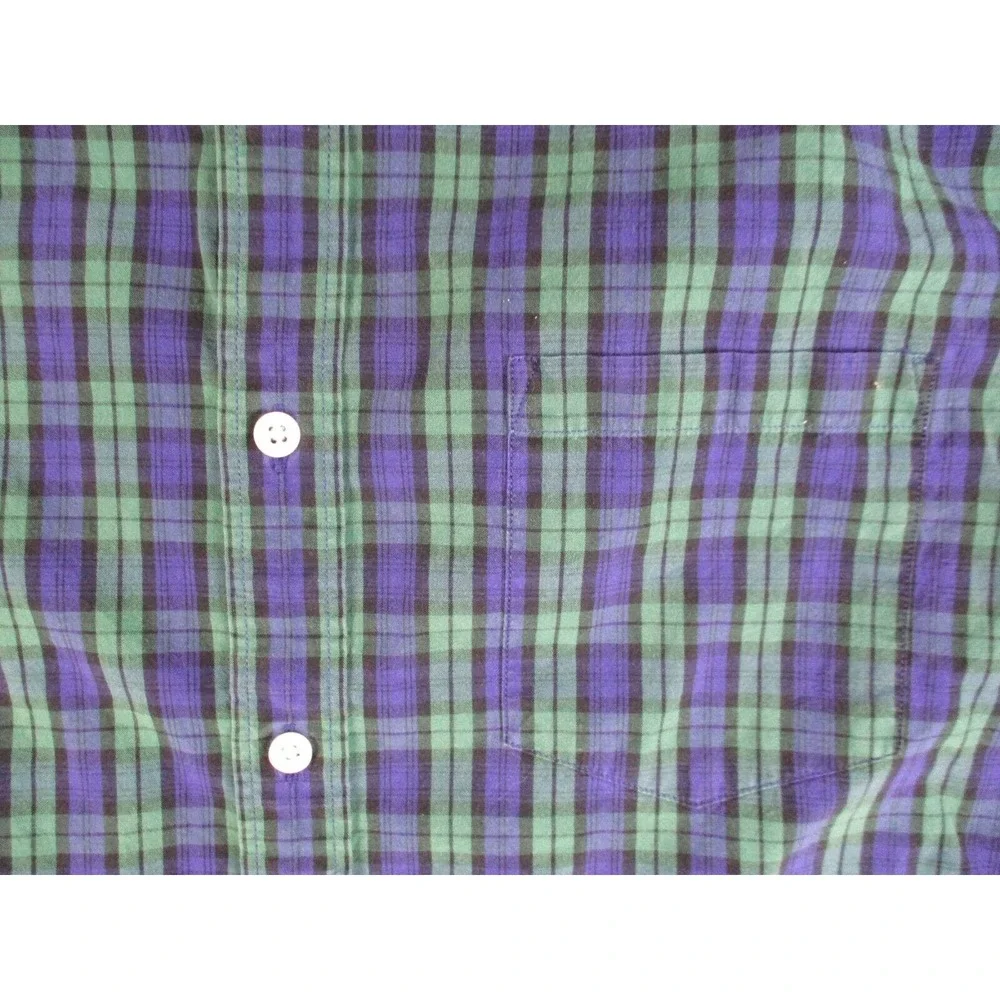 J. Crew Shirt‎ Mens Medium Blue Green Plaid Slim Fit Button Down Long Sleeve